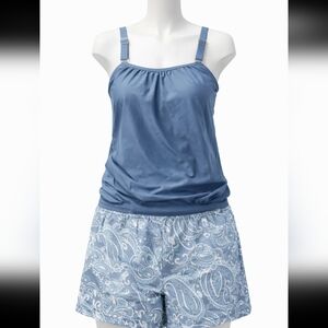 Paisley Bandeau Bikini Top in Light Blue